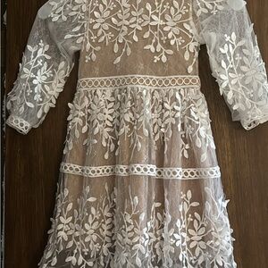 Ivy City Co White Floral Lace Kids Dress
